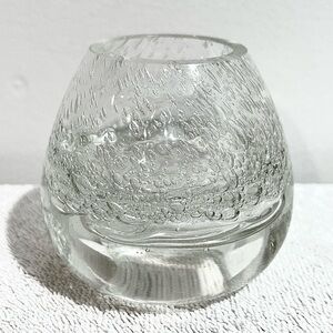 Artisan Pulegoso Style Bubble Glass Vase Or Tea Light Holder Reversible 3”x3.5”